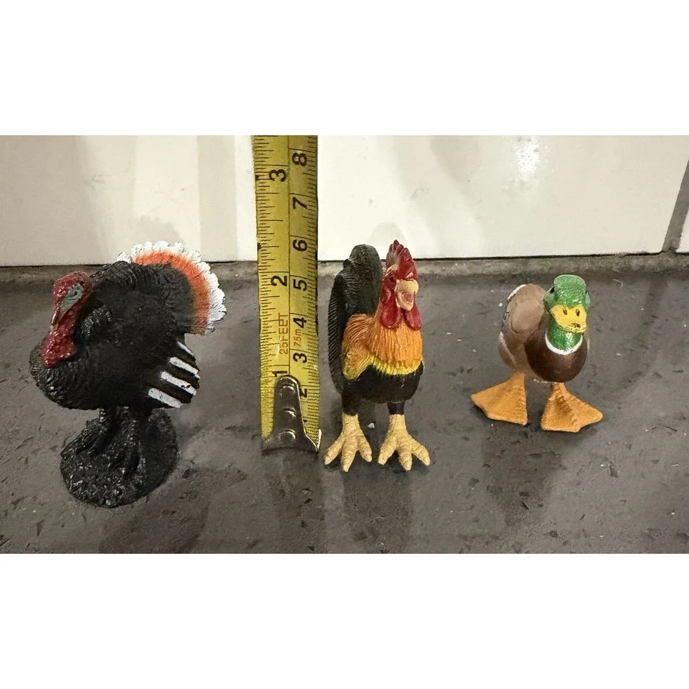 Vintage Plastic‎ Figures Lot Of 3 Turkey Duck Rooster Figurines